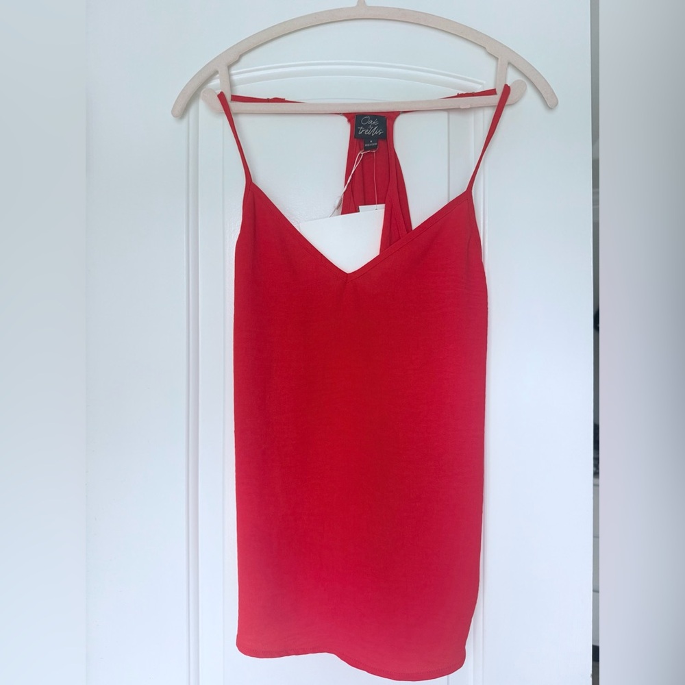 Red Asymmetrical Backless Camisole